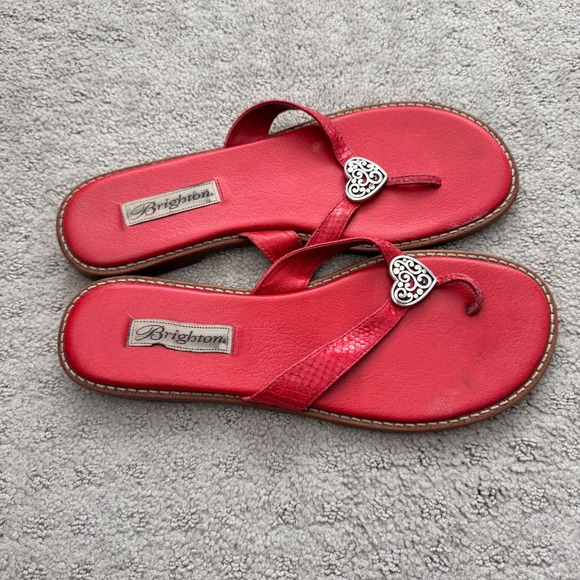 Brighton Red Heart Thong Sandals Flip Flops Women Size 9.5 - Picture 3 of 9